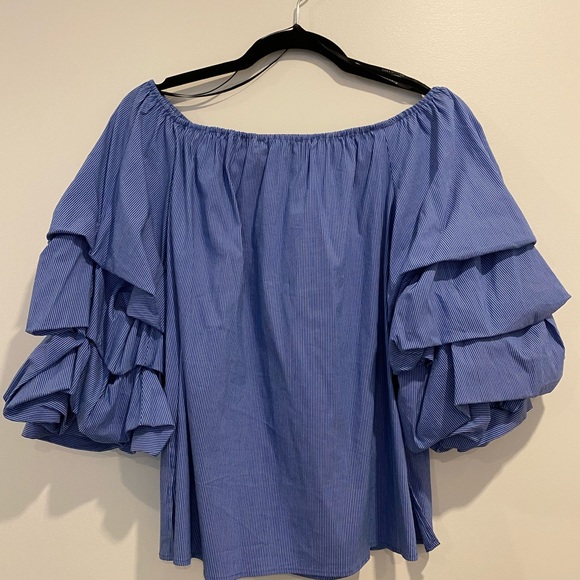 Zara off be shoulder puffy sleeve top - Picture 2 of 3